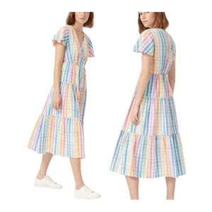 J Crew Women’s Faux-Wrap Rainbow Gingham Dress